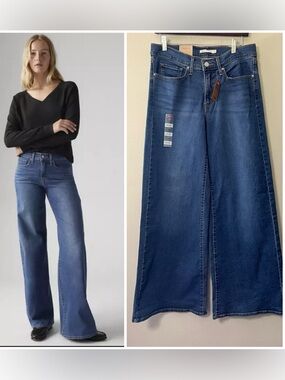 Levi's Women's 318 Shaping Wide Leg Women's Jeans Dark Wash Medium Stretch 30x32